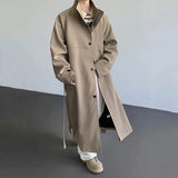 AIDASE  -  Autumn New Men's Mid-Length Trench Coat Korean Style Over-the-Knee Long Sleeve Lace-up Stand collar Windbreaker 21E7663 aidase-shop