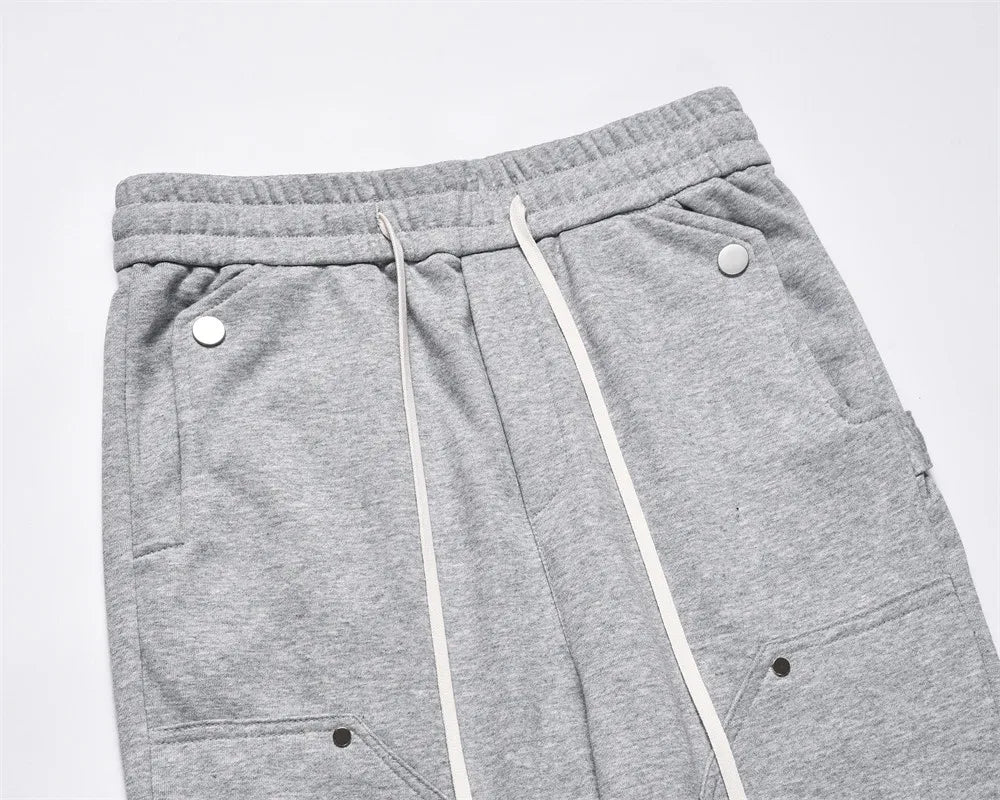 57.15Aidase Multi-Pocket Sweatpants Mens Casual Loose Solid Color Elastic Waist Loose Sports Trousers Men aidase-shop
