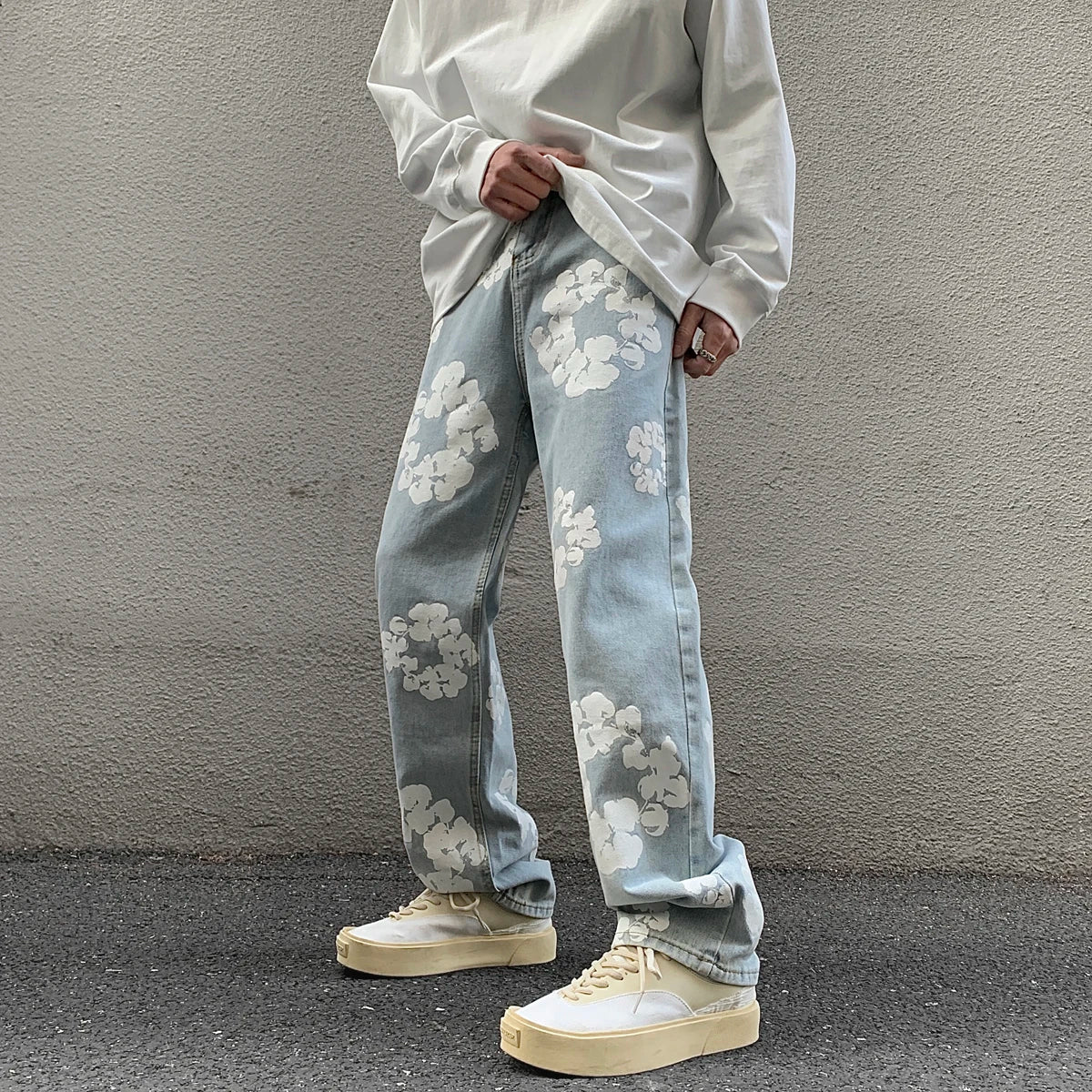 Aidase Y2K Blue Baggy Jeans Men's New Streetwear American Retro Printed Letter Pants Straight Hip-hop Loose Denim Trousers aidase-shop