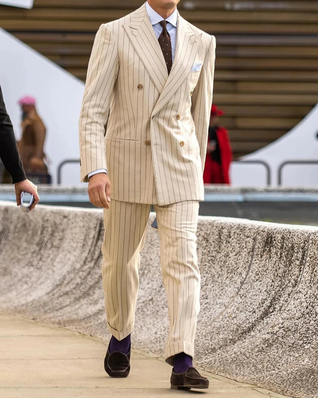 =Aidase Striped Wedding Suits For Men Peak Lapel Groom Wear Slim Fit Double Breasted Tuxedos Business Custom Made 2 Pcs Jacket Pants aidase-shop