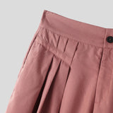 AIDASE  -  Men Wide Leg Pants Solid Color Button Joggers Loose Casual Trousers Men Streetwear Pleated Fashion Male Long Pants aidase-shop