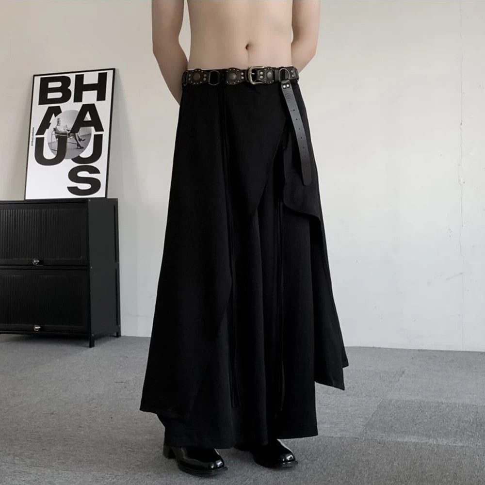 AIDASE  -  Men's Solid Color Irregular Skirt Pants Unisex American Retro Fashion Trend Street Loose Breathable Niche Summer Men's Bottoms aidase-shop