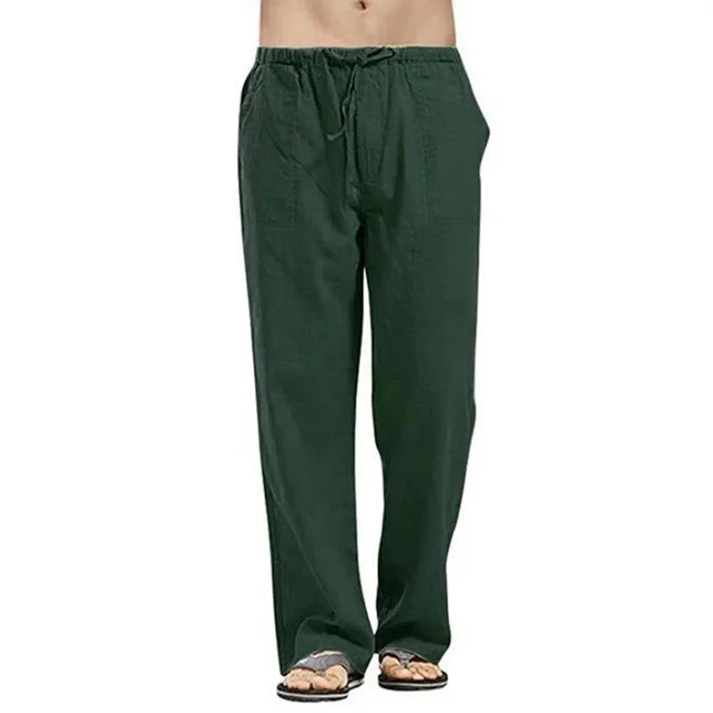 AIDASE  -  Spring Linen Wide Men Pants Korean Trousers Oversize Cotton Streetwear Male New Yoga Pants Casual Men Clothing Sweatpants aidase-shop