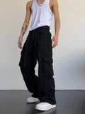 Aidase High Street Retro Casual Large Pocket Overalls Men's and Women's New Summer High Waist Loose Straight Tube Draped Wide Leg Pants aidase-shop