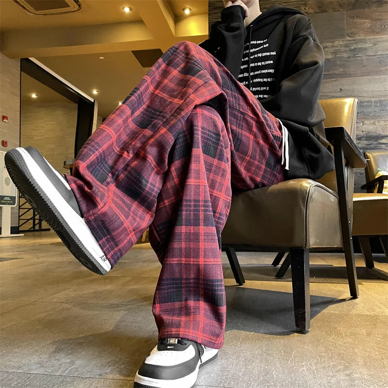 Aidase New Multi-Pocket Cargo Pants Straight Baggy Wide-leg Pants Outerwear Pants Red Fashion Men Jogging Pants Korean Streetwear aidase-shop
