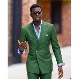Aidase Double Breasted Green Men Suits Luxury Formal 2 Piece Jacket Pants Full Sets Elegant Prom Party Costume Homme Blazer Terno