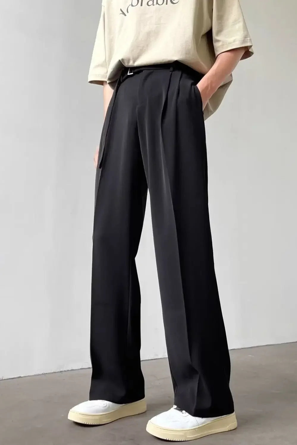 AIDASE  -  Draped Casual Suit Pants for Boys' Japanese Light Luxury High-end Draped Trousers Loose Straight Wide-leg Trousers aidase-shop