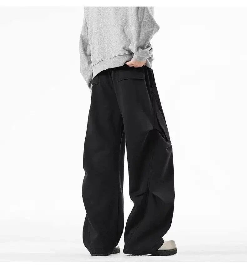 AIDASE  -  High Waist Men Sports Pants American Style Loose Draped Straight Wide Leg Casual Drawstring Trousers Autumn New 21E7679 aidase-shop
