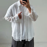 AIDASE  -  Summer New Men's Thin Solid Color Long-Sleeved Shirt Korean Casual Simple Leisure Fashion Trend Loose Breathable Men's Tops aidase-shop