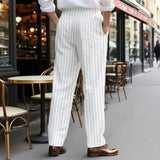 AIDASE  -  Plus Size Mens Fashion Striped Hotpants Loose Classic Linen Bloomer Male Ankle-Length Trouser Men Casual Beach Sweatpants New aidase-shop