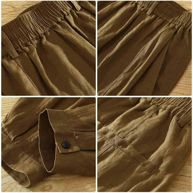 Aidase 100% Linen Light Breathable Pants for Men Summer Thin Tapered Straight Trousers 24ss Y2k Youth Male Casual Pants Loose Jogger aidase-shop