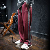 Aidase Trousers Straight Men's Sweatpants Autumn and Winter Male Sports Pants Striped Cotton Elastic Wide Baggy Tracksuit Bottoms Retro aidase-shop