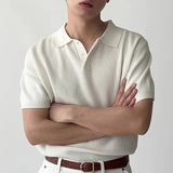 AIDASE  -  Mens Short Sleeve Slim Casual Polo Shirts Summer Stylish Solid Color Men's Knitted Polo Shirt Streetwear Fashion Knitting Polos aidase-shop