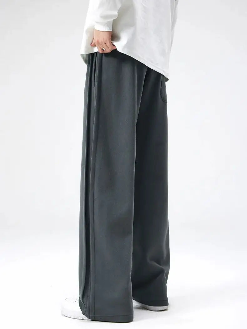 Aidase Cotton Straight Leg Sweatpants Men's Loose Drape Side Stacked Athletic Casual Pants Pleated Soft Breathable Simple Sport aidase-shop