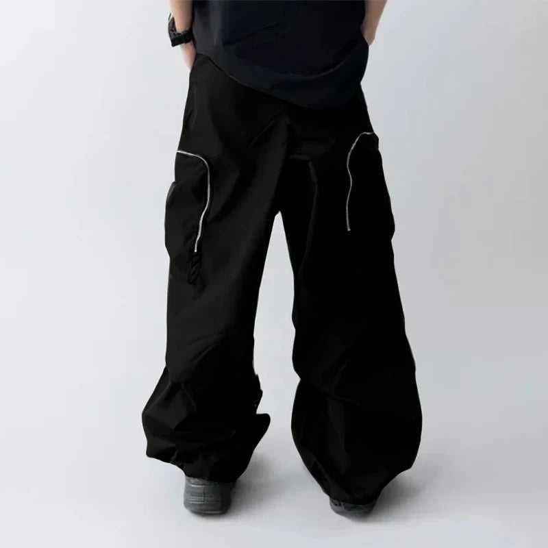 AIDASE  -  Men Pants Patchwork Elastic Waist Loose Joggers Casual Trousers Men Pockets Streetwear 2025 Fashion Cargo Pants S-5XL aidase-shop