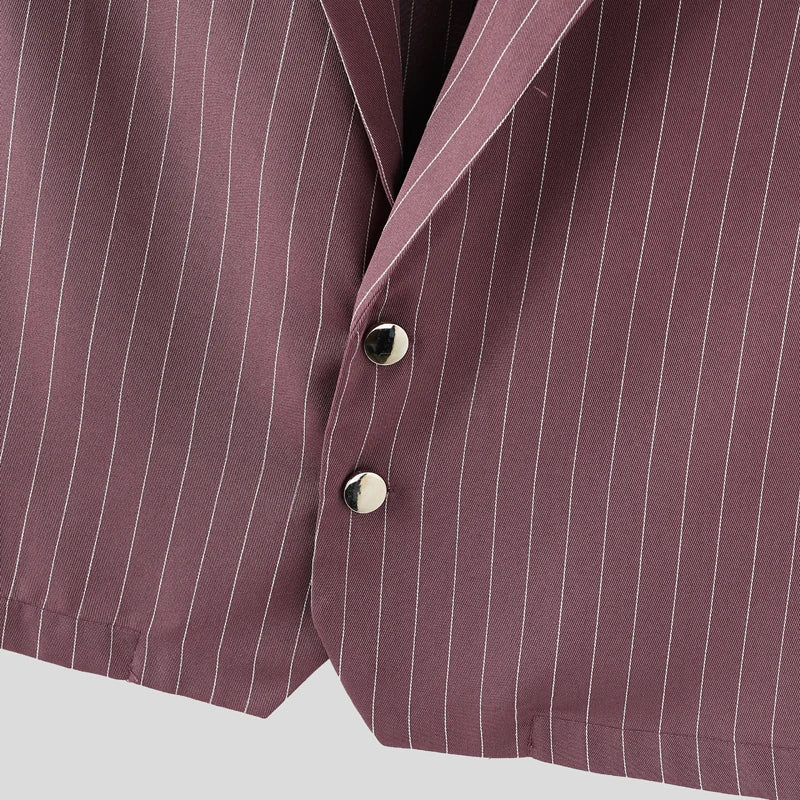 AIDASE  -  Men Striped Sets Lapel Sleeveless Vests & Pants Two Pieces Sets Streetwear Elegant 2025 Fashion Casual Men's Suits S-5XL aidase-shop