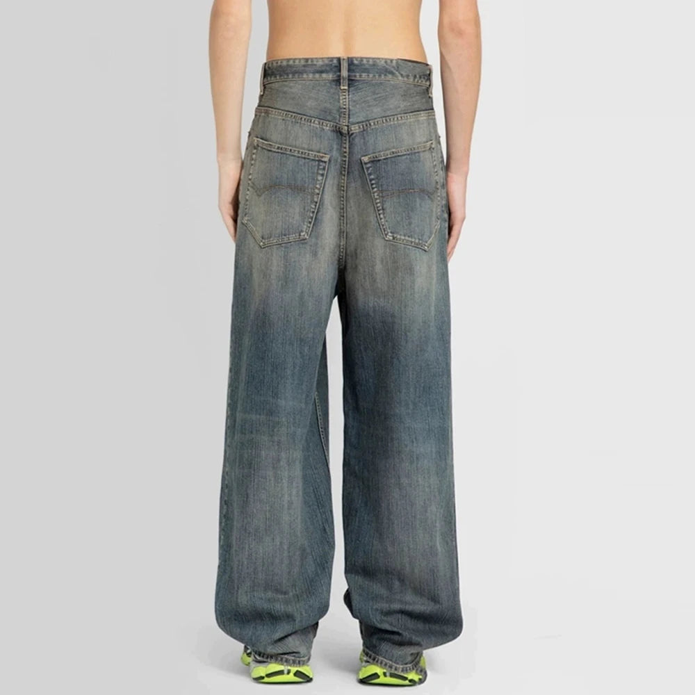 Aidase Y2k High Street Washed Blue Baggy Jeans for Men Straight Ropa Hombre Wide Leg Casual Denim Trousers Oversize Loose Cargo Pants aidase-shop