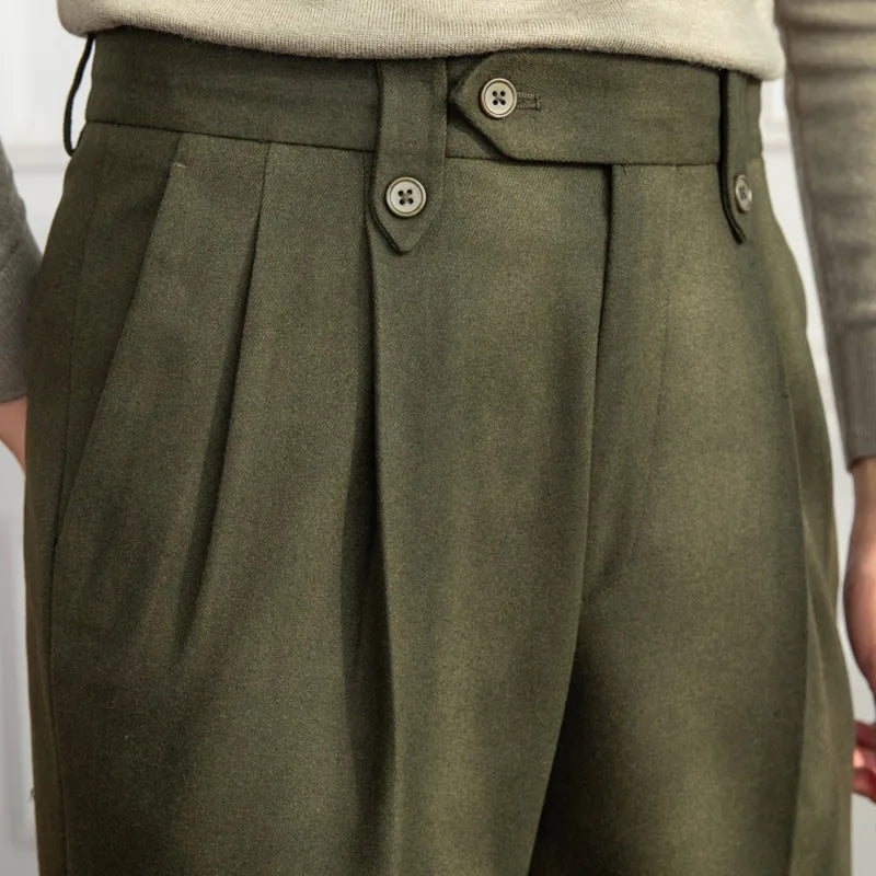 Aidase British Winter High Waist Casual Men Straight Pants High Quality Versatile Slim Long Pants Men Fashion Clothes Office Trousers aidase-shop