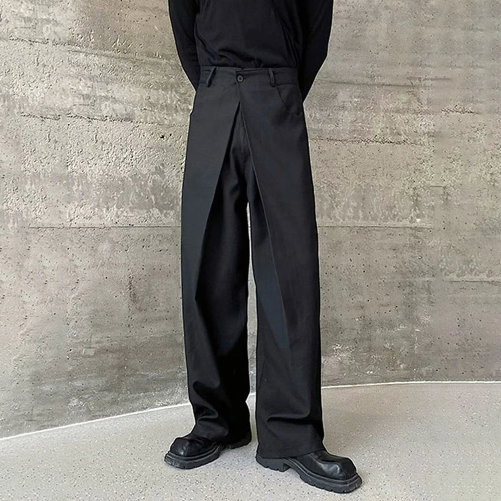 AIDASE  -  Men's Solid Color Straight Suit Trousers Korean Fashion Trend High Street Simple Loose Casual Breathable Summer New Men's Bottom aidase-shop