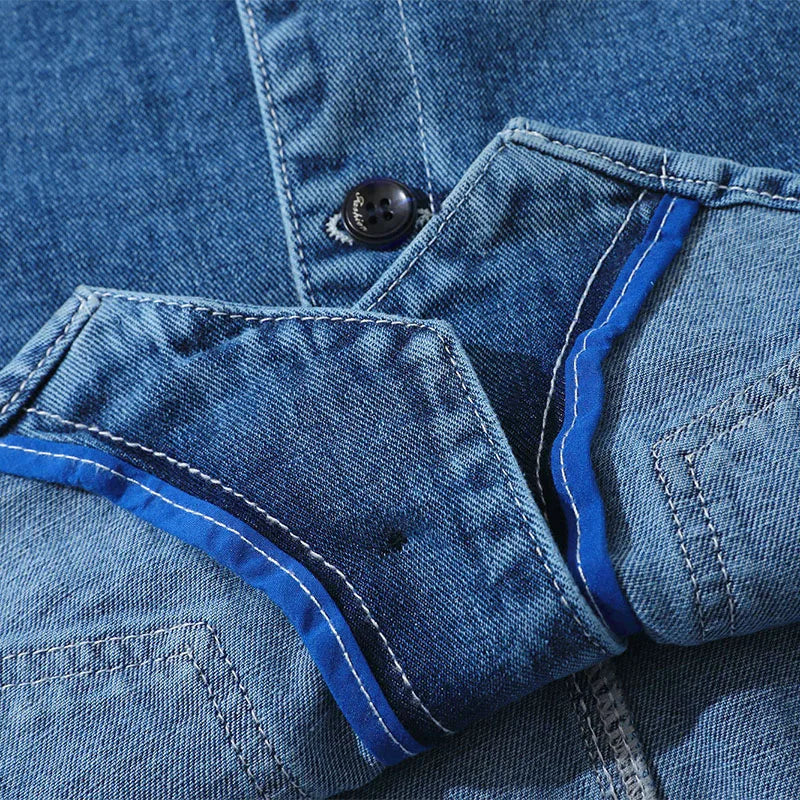 Aidase Denim Vest Men's Jacket Spring Autumn Jeans Jacket V-neck Design Korean Vest Loose Casual Fashion All-match Style Male Clothing aidase-shop