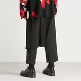 AIDASE  -  Spring Summer New Genderless Double-Layer Culottes Mens Fashion Trend Casual Deconstructed Pleated Trousers Straight Pants aidase-shop