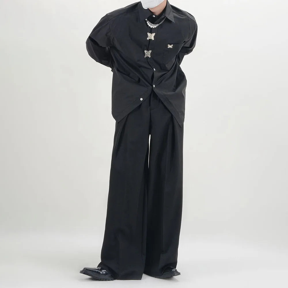 AIDASE  -  New Suit Pants Mens Dress Pants Loose Oversized  Wide Leg Pants Summer Casual Straight Retro Mopping Trousers Formal Trousers aidase-shop