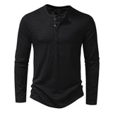 AIDASE  -  Spring Autumn Men Classic Casual Soild Color Shirt Men Fashion Tops Tees Men Slim Fit Long Sleeve Tshirt Tee Shirt aidase-shop