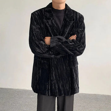 AIDASE  -  Spring Autumn New Men's Tide Korean Style Velvet Long Sleeve Blazer Niche Chic Casual Padded Shoulder Suit-Coats Ins W10344 aidase-shop
