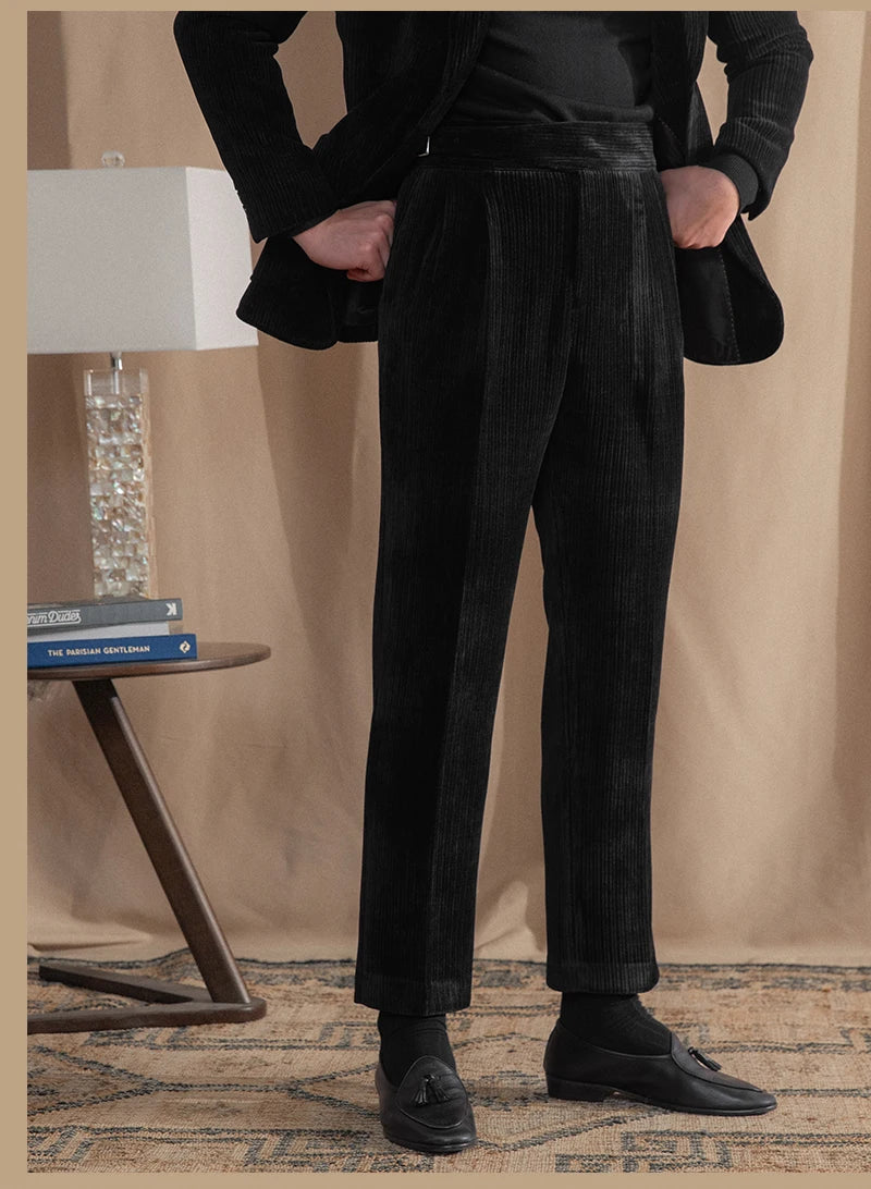 Corduroy High Waist Office Warm Casual Pant Italian Busines Pant Top Quality Straight Trouser Pant For Men Pantalon Para Hombres aidase-shop