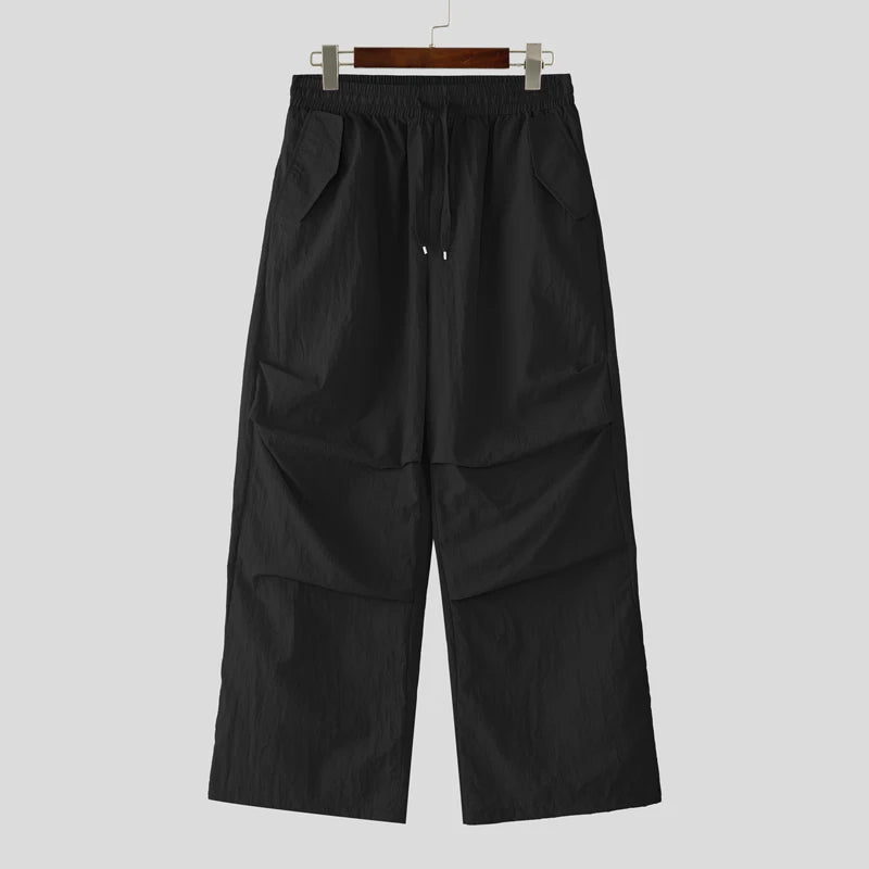 AIDASE  -  Men Cargo Pants Drawstring Solid Color Joggers Casual Trousers Men Streetwear 2025 Quick Dry Fashion Male Pants S-5XL aidase-shop