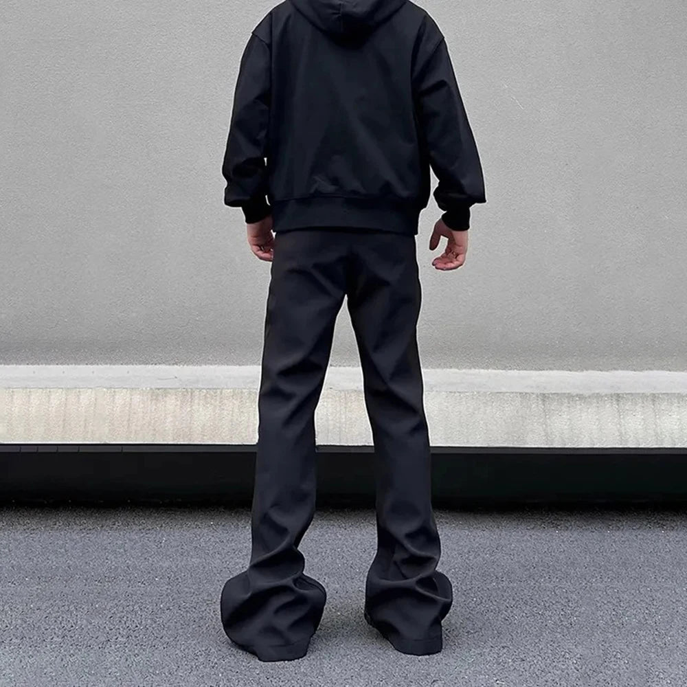 AIDASE  -  American High Street Fashion Flared Pants Men 2025 Spring And Summer New Trend Straight Slim Casual Black Pants Mens Clothing aidase-shop