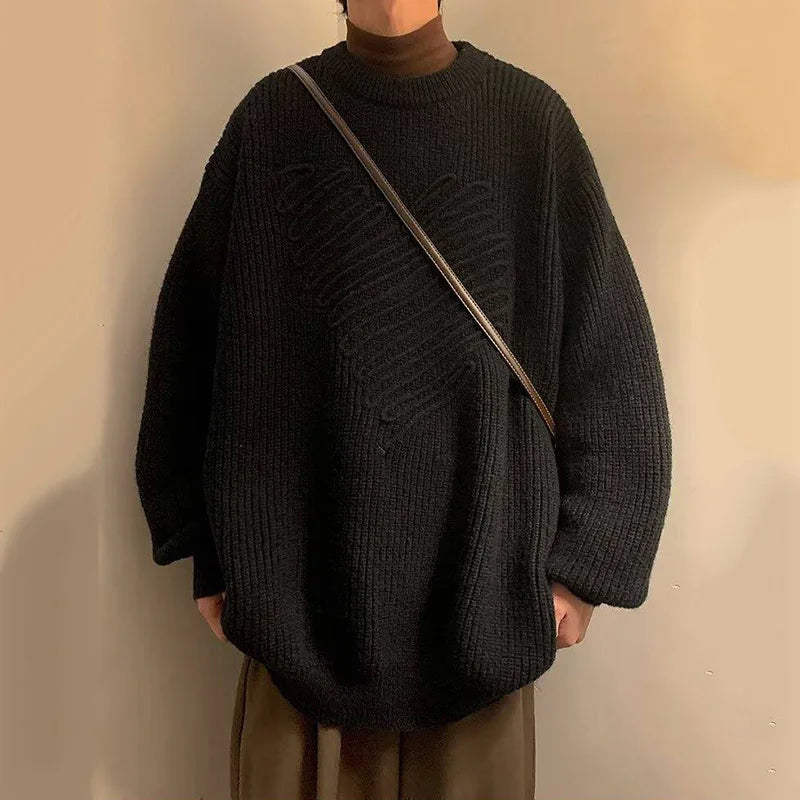 AIDASE  -  Casual Men Knitwear Sweater Square Block Jacquard Patchwork Design Long Sleeve Round Neck Solid Color Pullovers 21E7644 aidase-shop