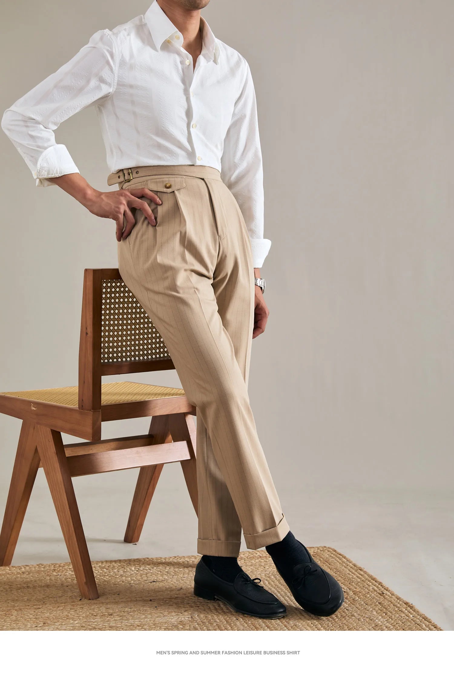 Aidase 3 Colors British Stripe Trousers Pant For Man Social Outfits Pantalones Hombre 2024 Office Trouser Men Business Casual Pant aidase-shop