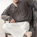 AIDASE  -  Spring Autumn Casual Men's Knitting Tops Stylish Knitted Henley T Shirts Mens Trendy Long Sleeve Button Hollow Out Knit T-shirt aidase-shop