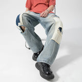 Aidase 2024 Men's Hole Casual Jean Beggar Pants High Street wear Spliced Jeans Summer Trendy Worn Out Wide Leg Denim Pants streetwear aidase-shop
