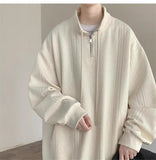 AIDASE  -  American Retro Zip-Up Collar Jacquard Sweatshirt Men's Winter Plush Oversized Couple Coat aidase-shop