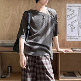 AIDASE  -  Men's Solid Color Short-Sleeved T-Shirt With Straps American Retro Fashion Trend Street Loose Breathable Niche Summer Men's Tops aidase-shop