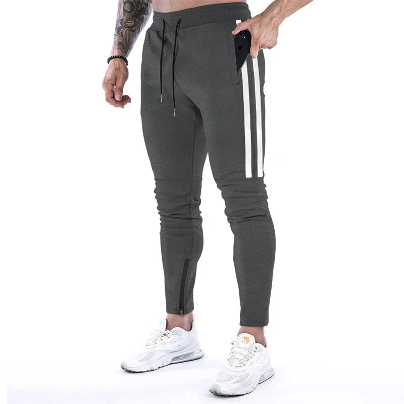 AIDASE  -  Gym Skinny Jogger Pants Men Running Sweatpants Fitness Bodybuilding Sports Pants Zip pocket Male Cotton Jogging Trousers men aidase-shop