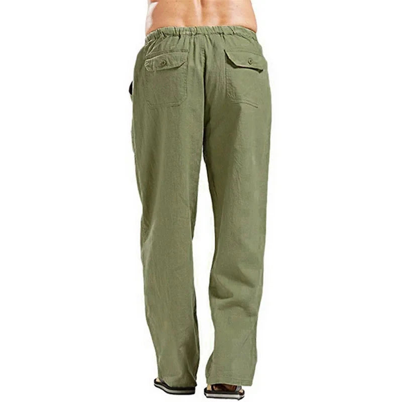AIDASE  -  Spring Linen Wide Men Pants Korean Trousers Oversize Cotton Streetwear Male New Yoga Pants Casual Men Clothing Sweatpants aidase-shop