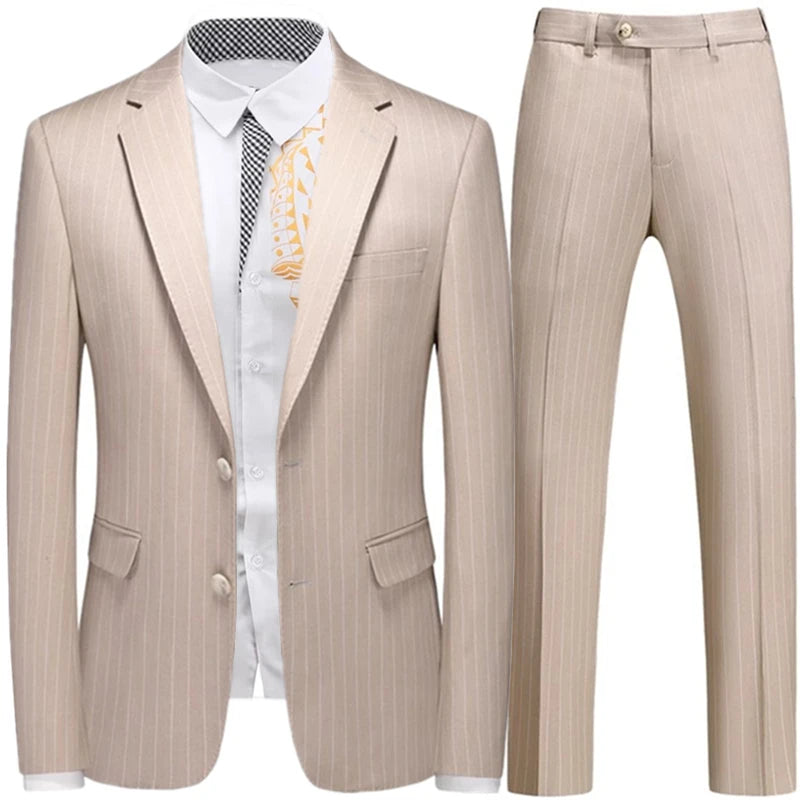 Aidase Fashion New Men Leisure Boutique Business Plaid Striped Suit Vest Pants 3 Pcs Set Casual Dress Blazers Jacket Coat Trosers aidase-shop