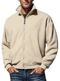 AIDASE  -  Streetwear Fashion Stand Collar Fleece Cardigan Men Retro Fleece Coats 2025 Spring Fall Zipper Outdoor Casual Men's Jacket Coat aidase-shop