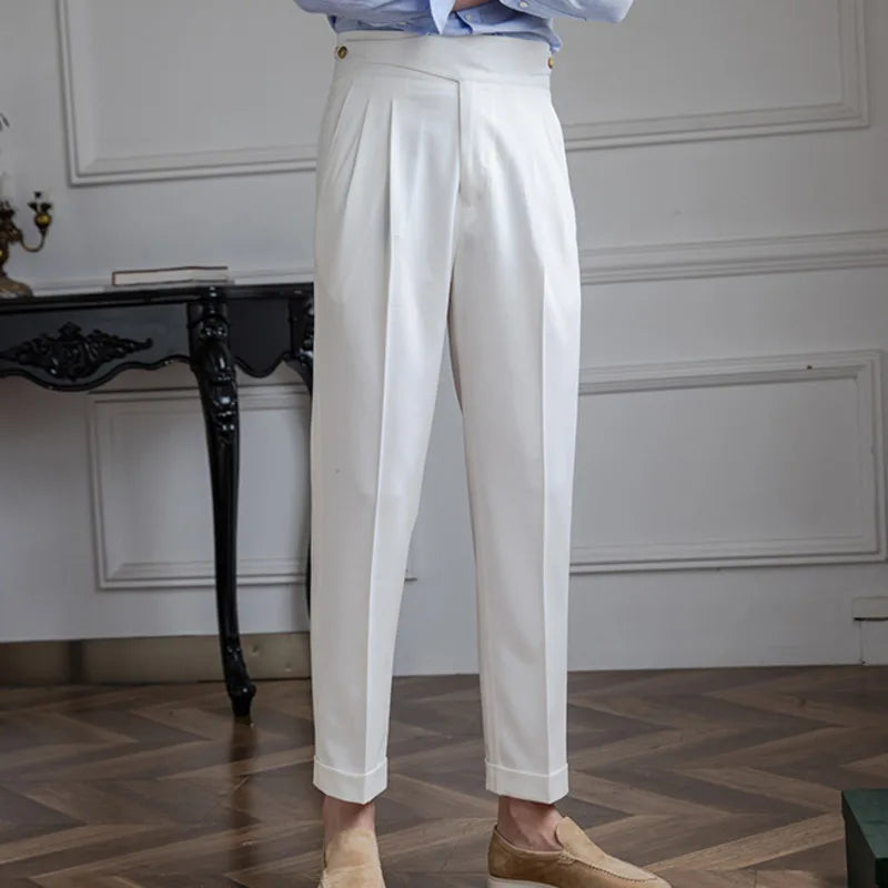 Aidase High Quality Italian Casual High Waist Straight Pants Men Versatile Business Formal Trousers Pant For Men Social Trousers aidase-shop