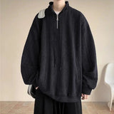 AIDASE  -  American Retro Zip-Up Collar Jacquard Sweatshirt Men's Winter Plush Oversized Couple Coat aidase-shop