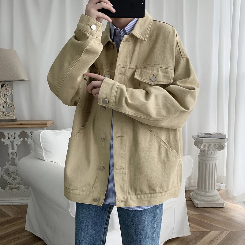 Aidase Mens Jeans Jackets And Coats Single Breasted Korean Version Slim Fit Denim Outwear M-3XL aidase-shop