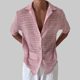 AIDASE  -  Tops Spring Summer New Men's Tide High Street Sheer Turn-Down Collar Trendy Niche Chic Casual Short Sleeve Shirt Ins W11470 aidase-shop