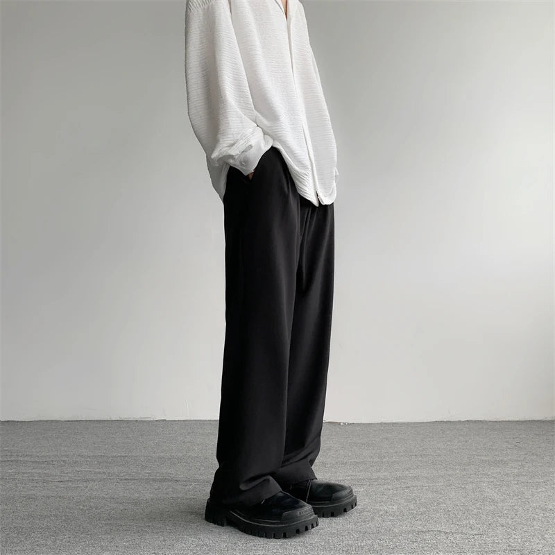 Aidase Khaki Black Suit Pants Men Fashion Social Men Dress Pants Korean Casual Loose Straight Pants Men Office Formal Trousers M-2XL aidase-shop
