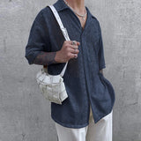 AIDASE  -  Men Shirt Mesh See Through Lapel Short Sleeve Sexy Male Shirts Summer Loose Tops Streetwear 2025 Fashion Men Clothing