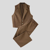 AIDASE  -  Men Striped Sets Lapel Sleeveless Vests & Pants Two Pieces Sets Streetwear Elegant 2025 Fashion Casual Men's Suits S-5XL aidase-shop