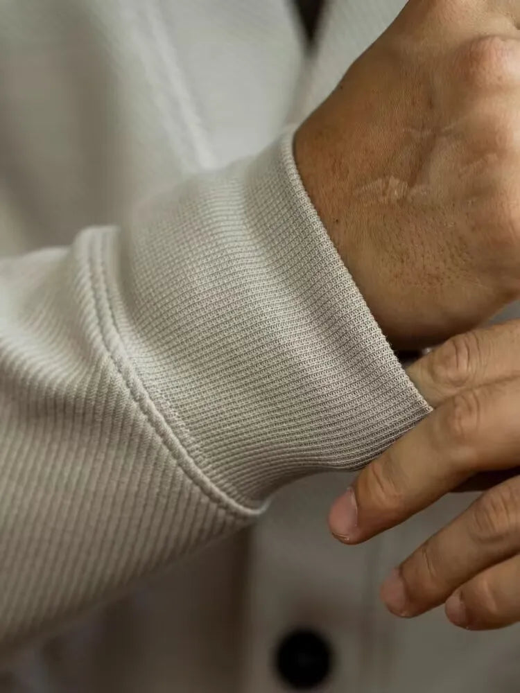 AIDASE  -  European Large V-neck Work Jacket Men's Twill Texture Elastic Long-sleeved Sweatshirt Cardigan Casual Commuting aidase-shop