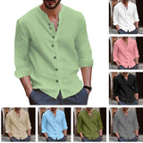 AIDASE  -  Mens Button Up Shirts for Men Long Sleeve Cotton Linen Hawaiian Beach Shirt Casual Summer Lightweight Tops aidase-shop
